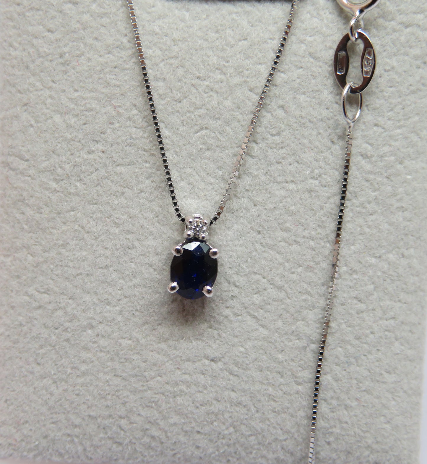 Collana Punto Colore con Zaffiro Blu 5x4