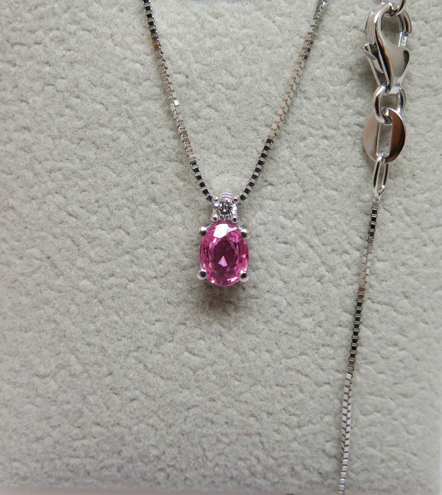 Collana Punto Colore con Zaffiro Rosa 5x4